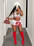 Letter Print Halterneck Beach Two Piece Skirts Set GKYS-2565