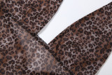 Leopard Print Halterneck Tops 2 Piece Shorts Set DLSF-K6S05948A