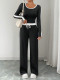 Long Sleeve Loose Color Block Pants Suit HNIF-MC003