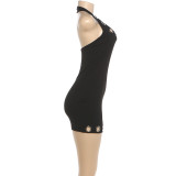 U Neck Halterneck Backless Mini Dress DLSF-K6D04929A