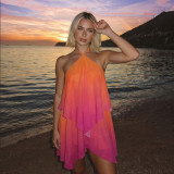 Gradient Color Haltenreck Backless Mini Dress DLSF-K6D04121A