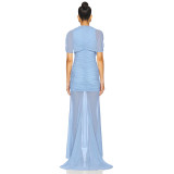 Mesh Patchwork Ruched Maxi Dress GSZM-D26DS113