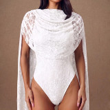 Solid Color Lace Tie Up Bodysuit GSZM-J26BS169