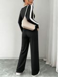 Long Sleeve Loose Color Block Pants Suit HNIF-MC003