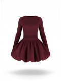 Long Sleeve Ruched Puff Dress HNIF-GY288