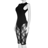 Lace Patchwork Backless Jumpsuit MXBF-J26JP029