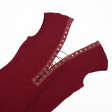Deep V Neck Solid Color Jumpsuit MXBF-J26JP095