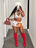 Letter Print Halterneck Beach Two Piece Skirts Set GKYS-2565