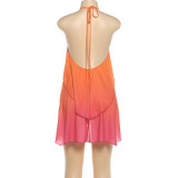Gradient Color Haltenreck Backless Mini Dress DLSF-K6D04121A