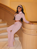 Casual Leopard Print Long Sleeve Pants Suit(Without Headscarf) GKYS-2737