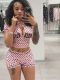 Letter Print Polka Dot Sport Short Suit GBGF-9020