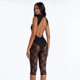 Lace Patchwork Backless Jumpsuit MXBF-J26JP029