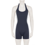 Halterneck Tie Up Backless Romper GPKJ-MR48658