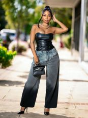 Plus Size Gradient Irrgular Wide Leg Jeans GYLN-8080