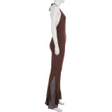 V Neck Backless Mesh Patchwork Jumpsuit GPKJ-MR18592