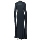 Solid Color Long Sleeve Maxi Dress GJYO-JD305095
