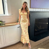 Floral  Print Square Neck Maxi Dress GPKJ-MR48484