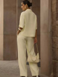 Solid Color Short Sleeve Loose Two Piece Pants Set MIL-369