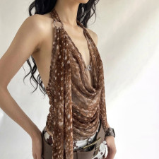 Little Deer Polka Dot Print Backless Top GPKJ-MR48535