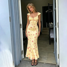 Floral  Print Square Neck Maxi Dress GPKJ-MR48484