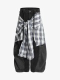 Plus Size Plaid Print Two-piece Detachable Jeans GYLN-7039
