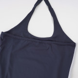 Halterneck Tie Up Backless Romper GPKJ-MR48658