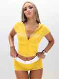 Letter Print Contrast Color Sport Shorts Suit CH-26015