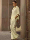 Solid Color Short Sleeve Loose Two Piece Pants Set MIL-369