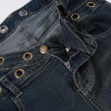 Fashion Washed Hollow Out Flare Jeans GPKJ-MR48070
