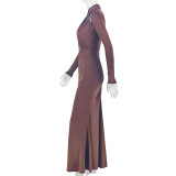 Solid Color Long Sleeve Maxi Dress GJYO-JD305175