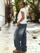 Plus Size Casual Washed Loose Jeans GYLN-0919