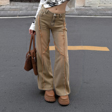Solid-color Gradient Straight-leg Jeans  GPKJ-MR46157