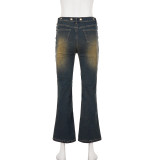 Fashion Washed Hollow Out Flare Jeans GPKJ-MR48070