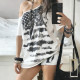 Star Print Off Shoulder T Shirts GPKJ-MR48585