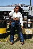Plus Size Starry Blue Graffiti Print Straight Jeans GYLN-0063