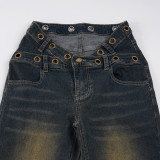 Fashion Washed Hollow Out Flare Jeans GPKJ-MR48070