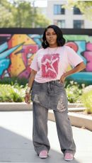Plus Size Irregular Holes Straight Jeans GYLN-4841
