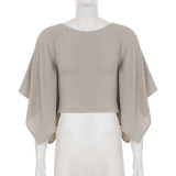 Bat Sleeve Solid Color T Shirt GPKJ-MR48235