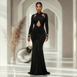 Solid Color Long Sleeve Maxi Dress GJYO-JD305175