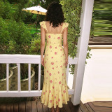 Floral  Print Square Neck Maxi Dress GPKJ-MR48484