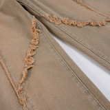 Solid-color Gradient Straight-leg Jeans  GPKJ-MR46157