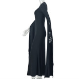 Solid Color Long Sleeve Maxi Dress GJYO-JD305095