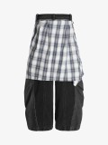 Plus Size Plaid Print Two-piece Detachable Jeans GYLN-7039
