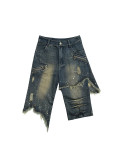 Fashion Irregular Raw Edge Fifth Jeans GYLN-7237