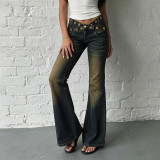 Fashion Washed Hollow Out Flare Jeans GPKJ-MR48070