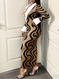 Print Shirt Neck Slim Maxi Dress XHSY-BQ3501