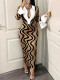 Print Shirt Neck Slim Maxi Dress XHSY-BQ3501