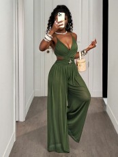 Sexy Tie Up Backless Wide Leg Jumpsuit GHYX-TXY5242