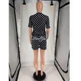 Short Sleeve Print Two Piece Shorts Set FOSF-8831