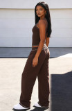 Casual Solid Color Sport Wide Leg Pants Suit SSNF-211518